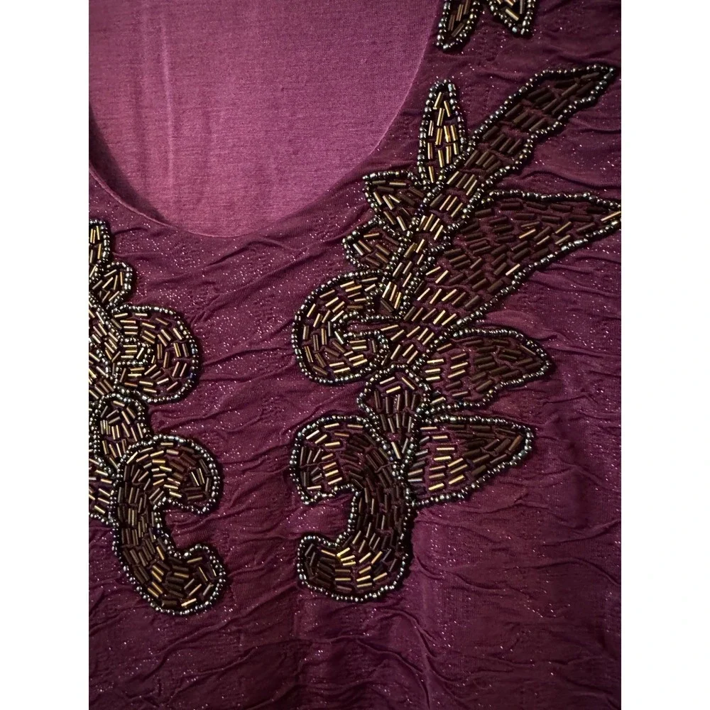 Free People Bodycon Dress S Purple Beaded Open Back Textured‎ Whimsigoth
